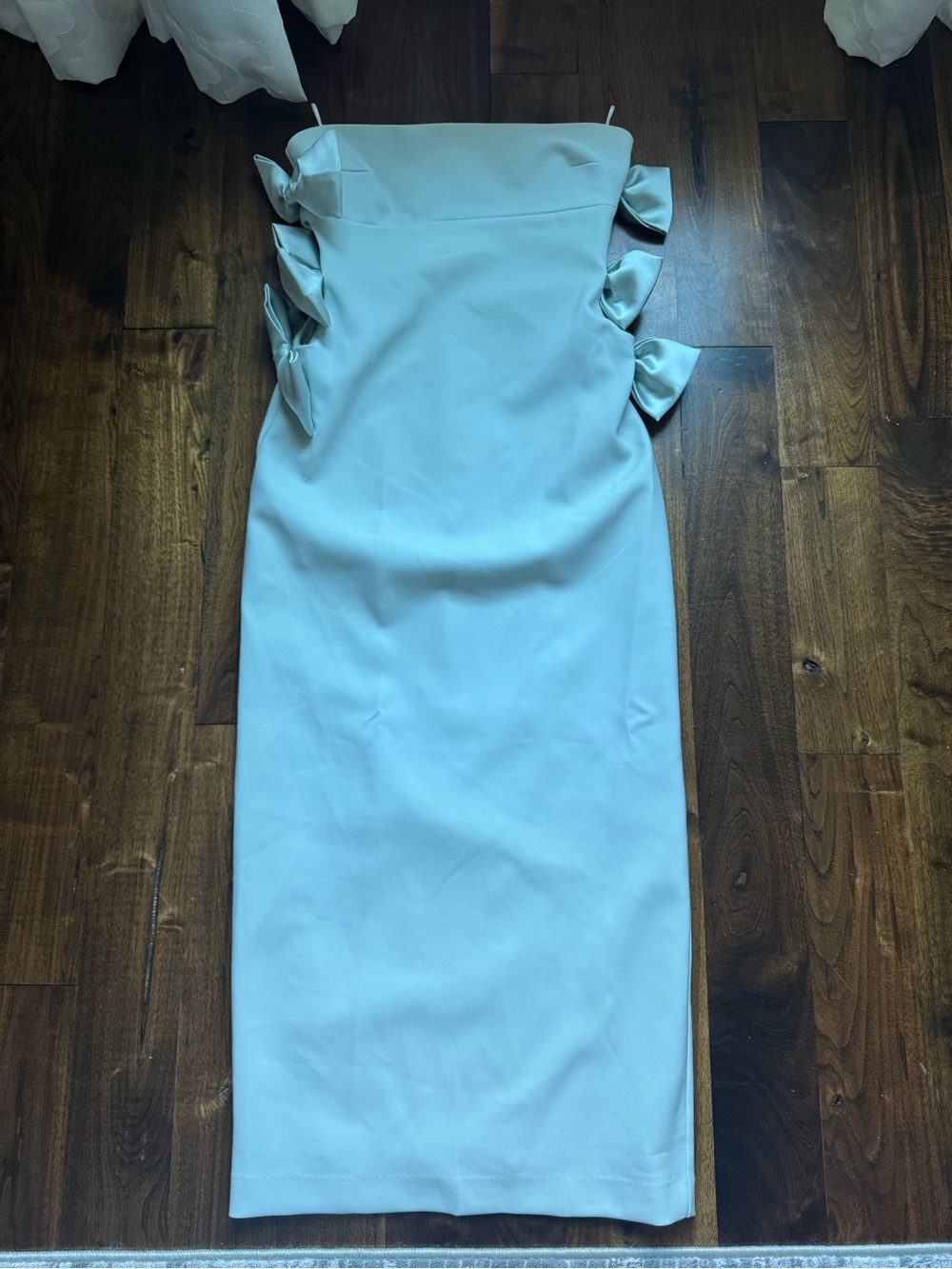 Zara Sea Green Strapless Shift Dress with Side Bows - Picture 2 of 2